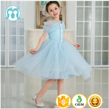 2017 new fashion party girl dress kids frock design little queen flower costume with button ruffle for wedding